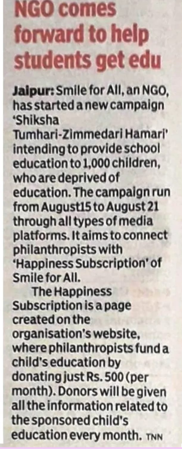 Shiksha Tumhari Zimmedari Hamari Campaign by SFA - TOI