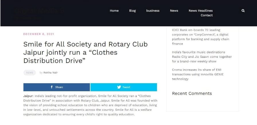 SFA Clothes Distribution Drive in Jaipur - Digital Media 9 (Online)