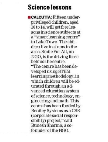 Smile for all launched Smart Learning Centre - Telegraph